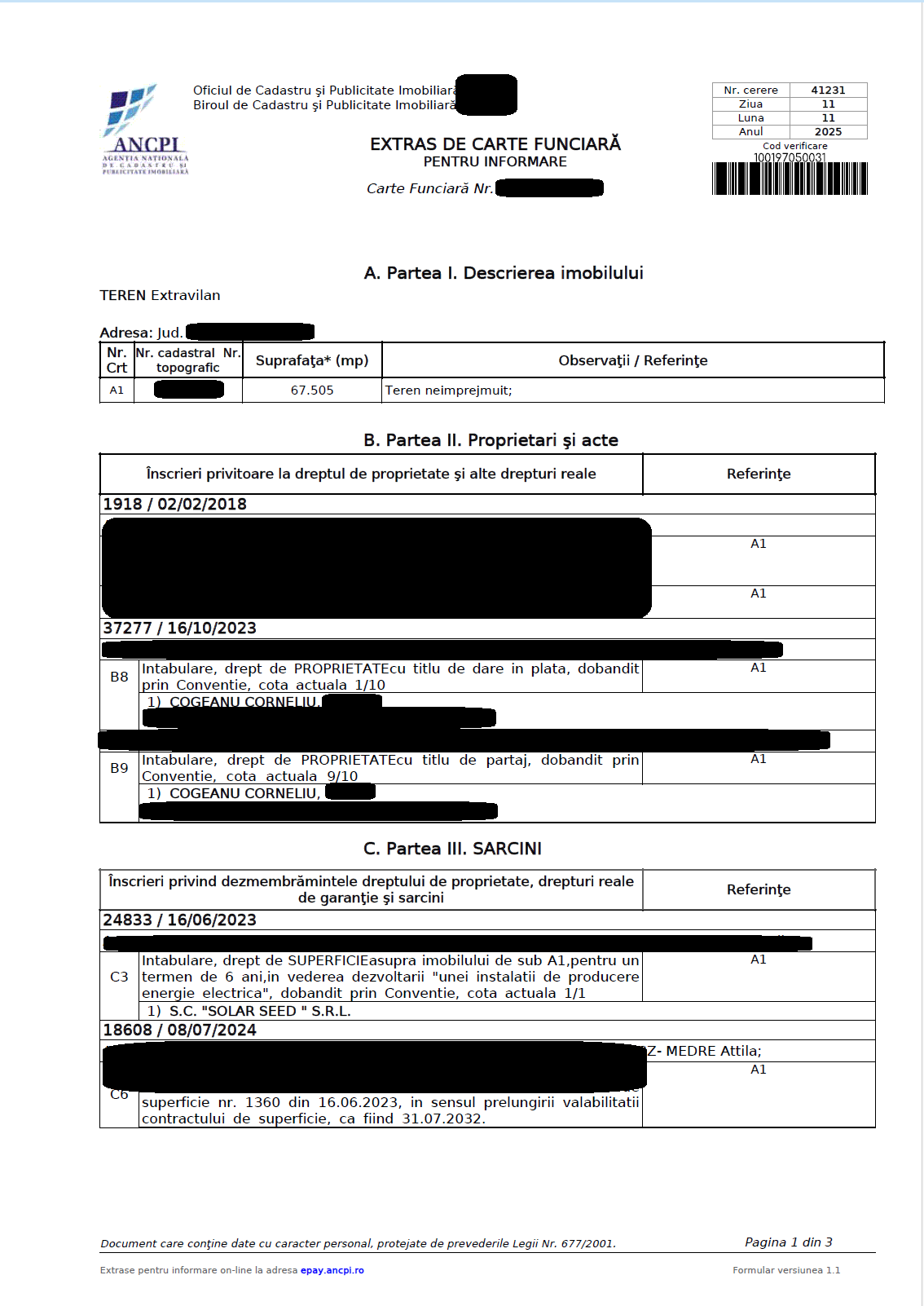 Aegis Solar Land Agreement (Redacted)