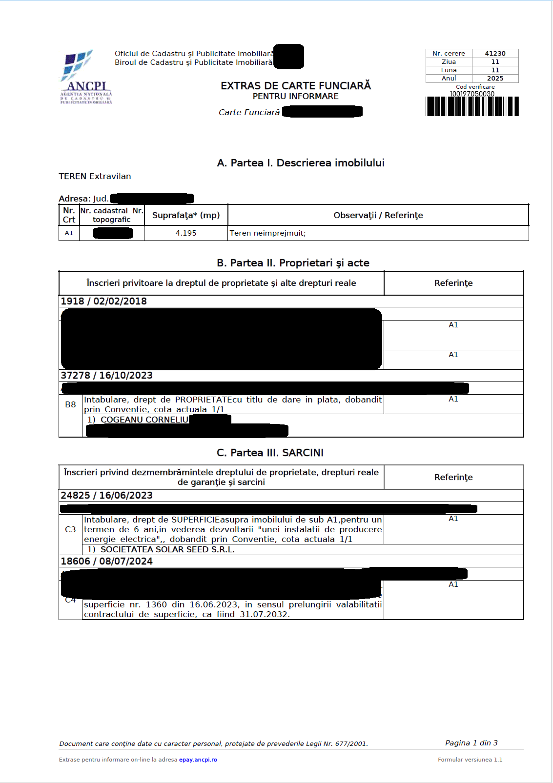 Aegis Solar Land Agreement (Redacted)